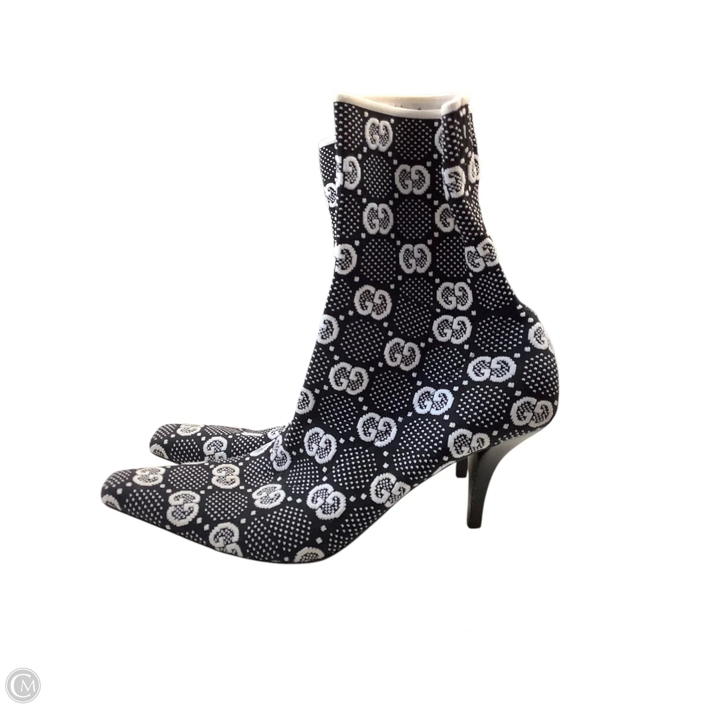 Boots Luxury Designer By Gucci In Black & White, Size: 9(39)