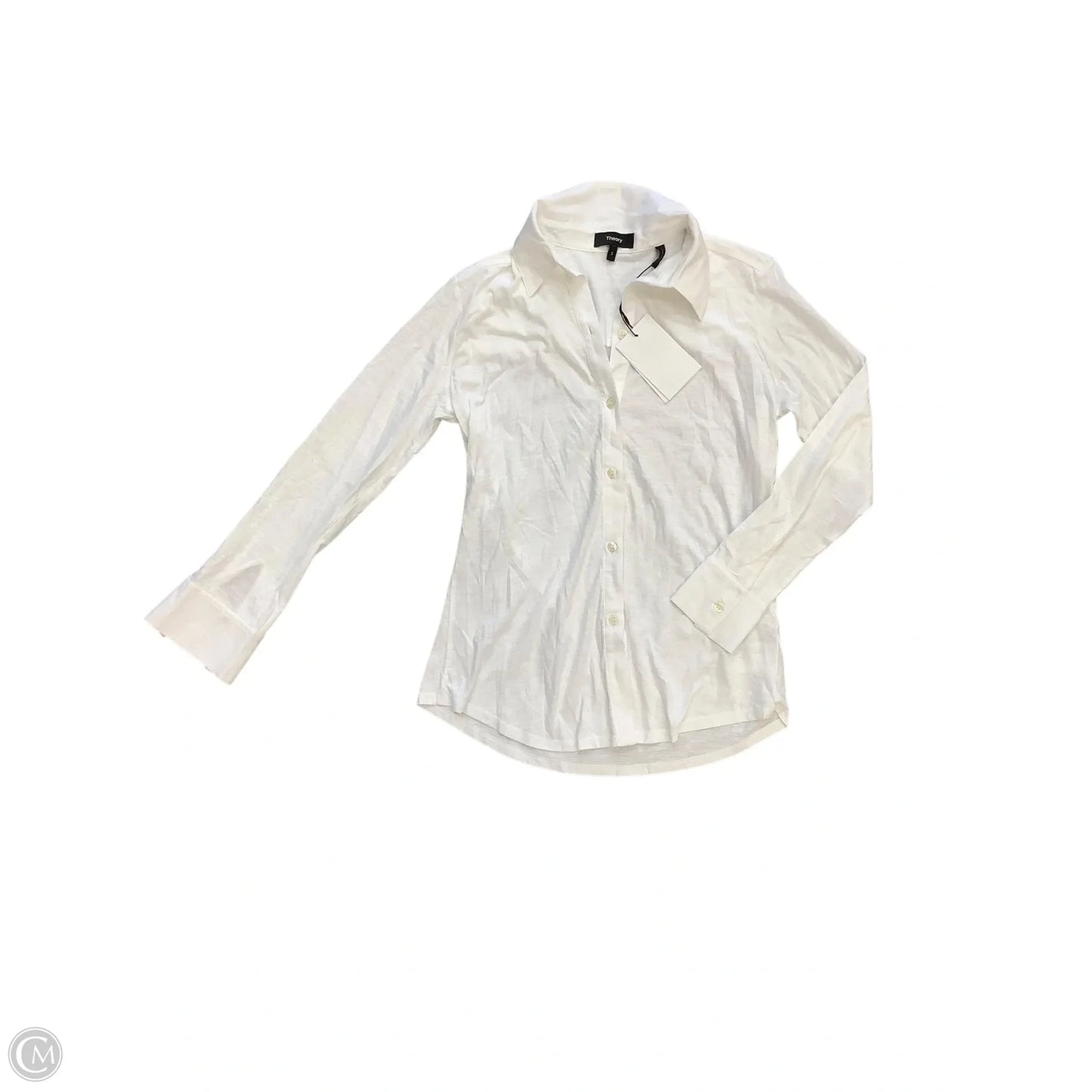 Top Long Sleeve By Theory In White, Size: S