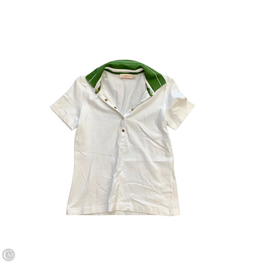 Top Short Sleeve Designer By Tory Burch In White, Size: M