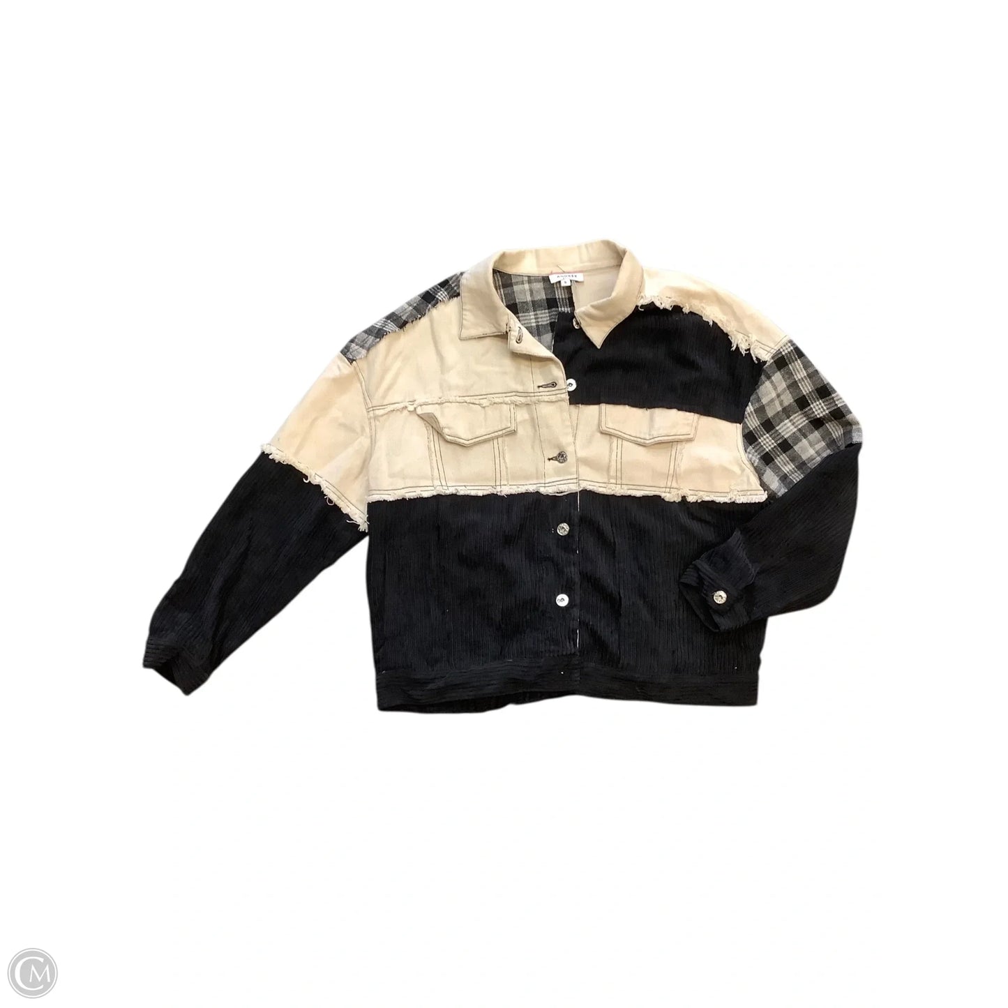 Jacket Denim By Andree By Unit In Black & Cream, Size: S