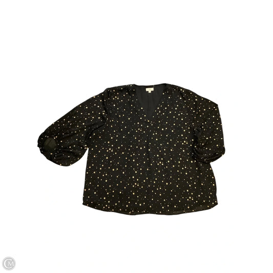 Top Long Sleeve By Entro In Black & Gold, Size: 1x