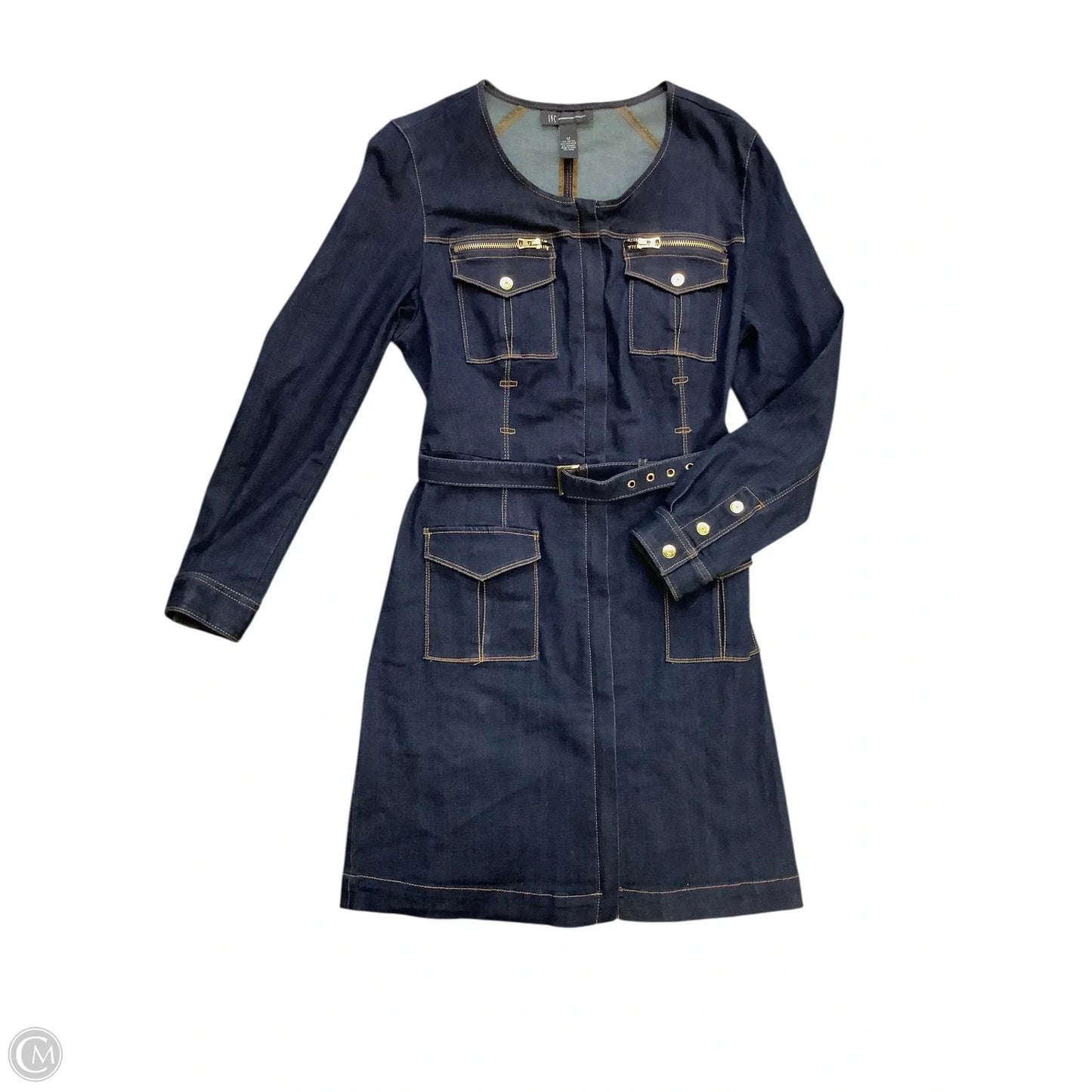 Dress Casual Midi By Inc In Blue Denim, Size: 12