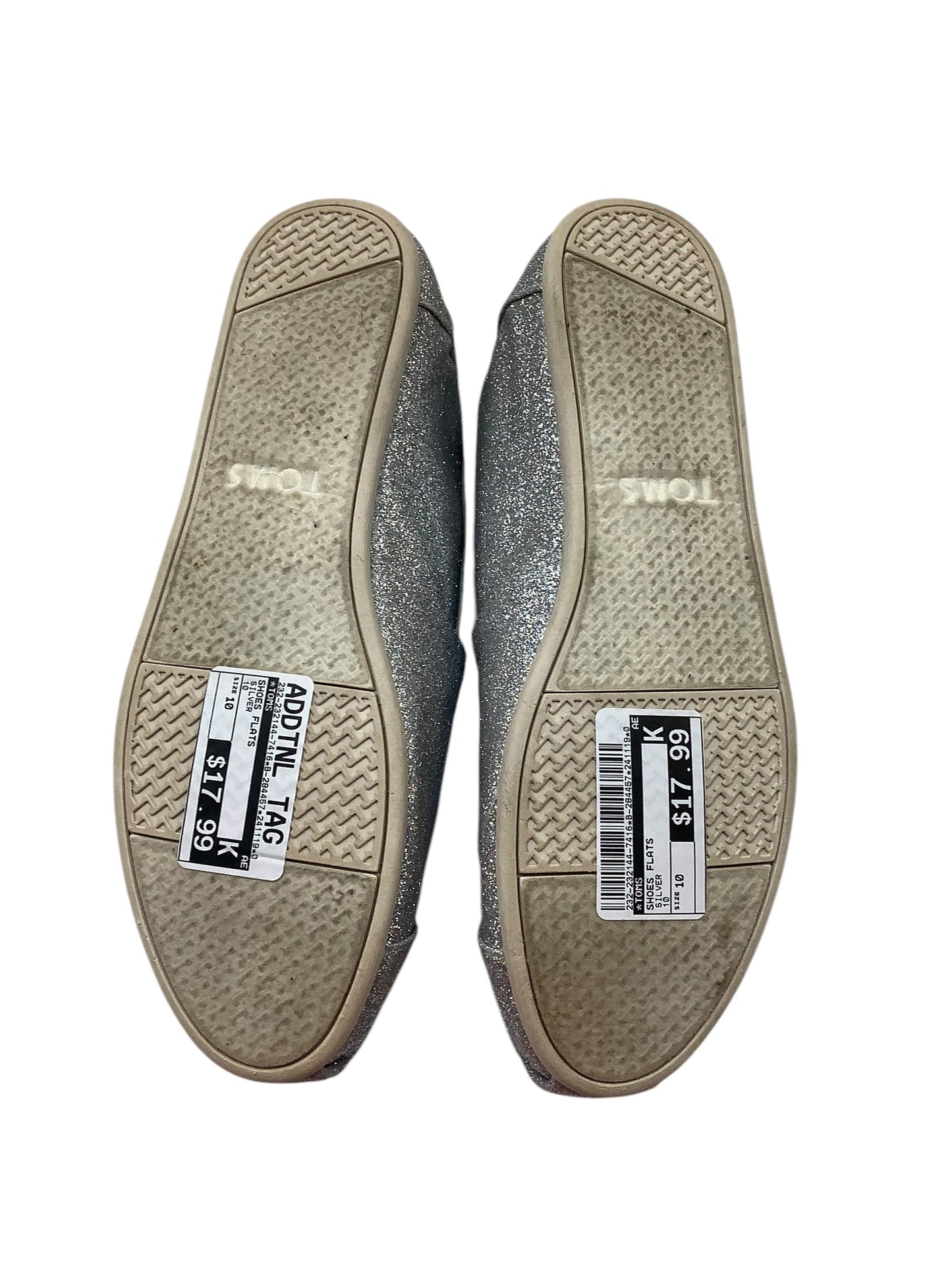 Shoes Flats By Toms In Silver, Size: 10