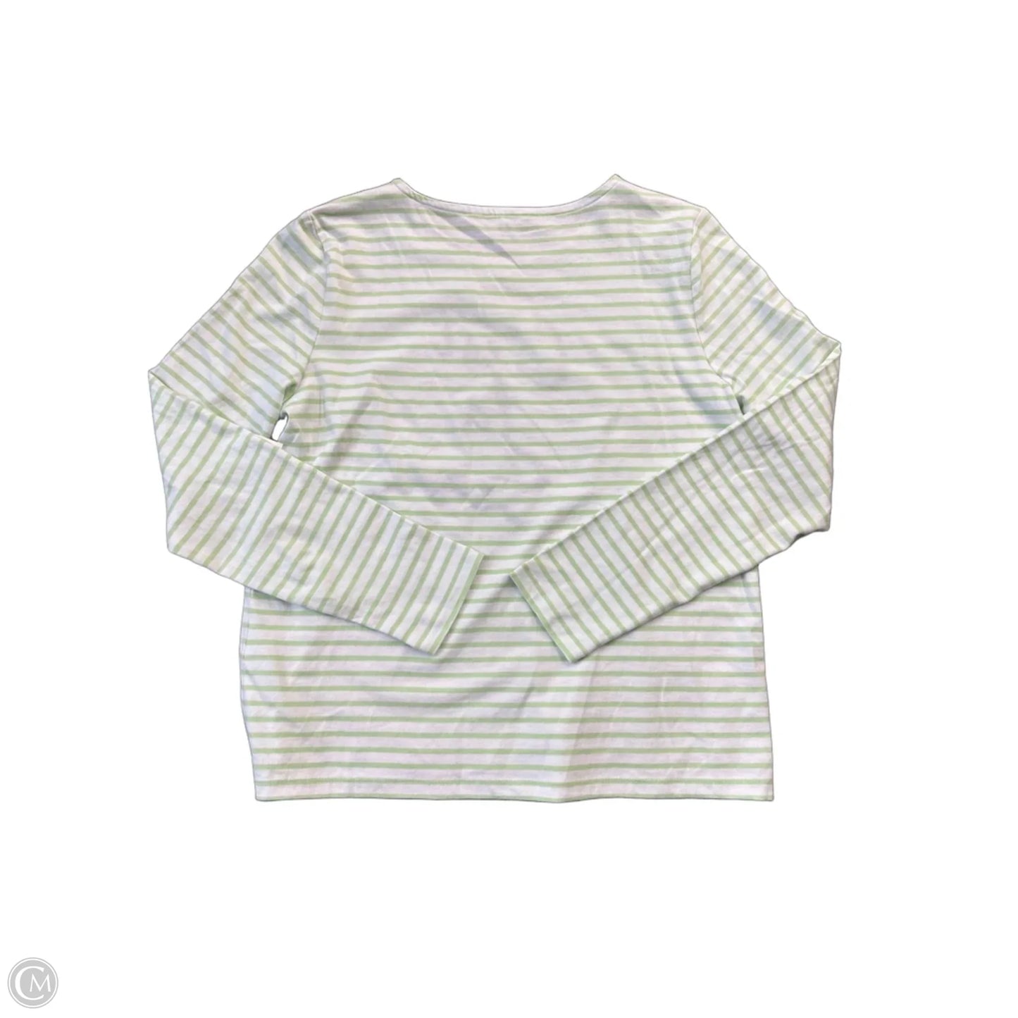 Top Long Sleeve By Talbots In Green & White, Size: S