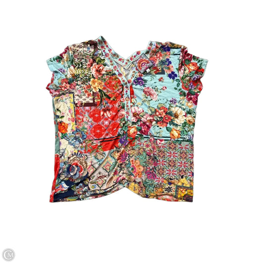 Blouse Short Sleeve By Johnny Was In Multi-colored, Size: L