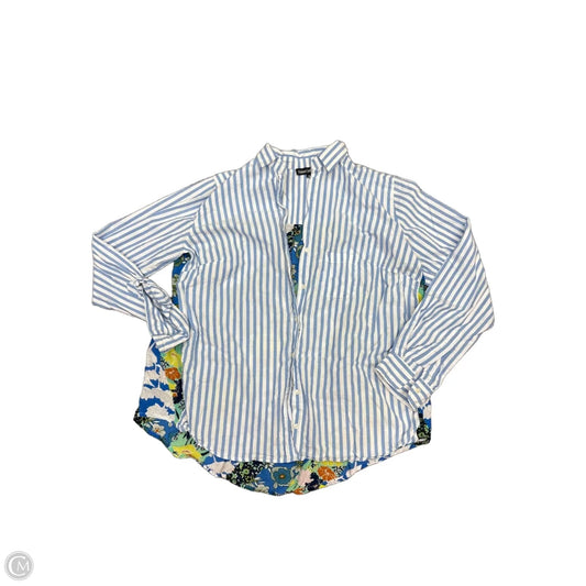 Top Long Sleeve By Tolani In Blue & White, Size: M