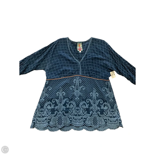 Top Long Sleeve By Johnny Was In Blue, Size: L