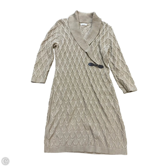 Dress Casual Midi By Calvin Klein In Beige, Size: Xl