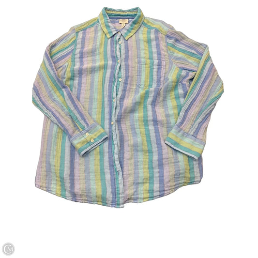 Top Long Sleeve Basic By St Johns Bay In Blue & Green, Size: 1x
