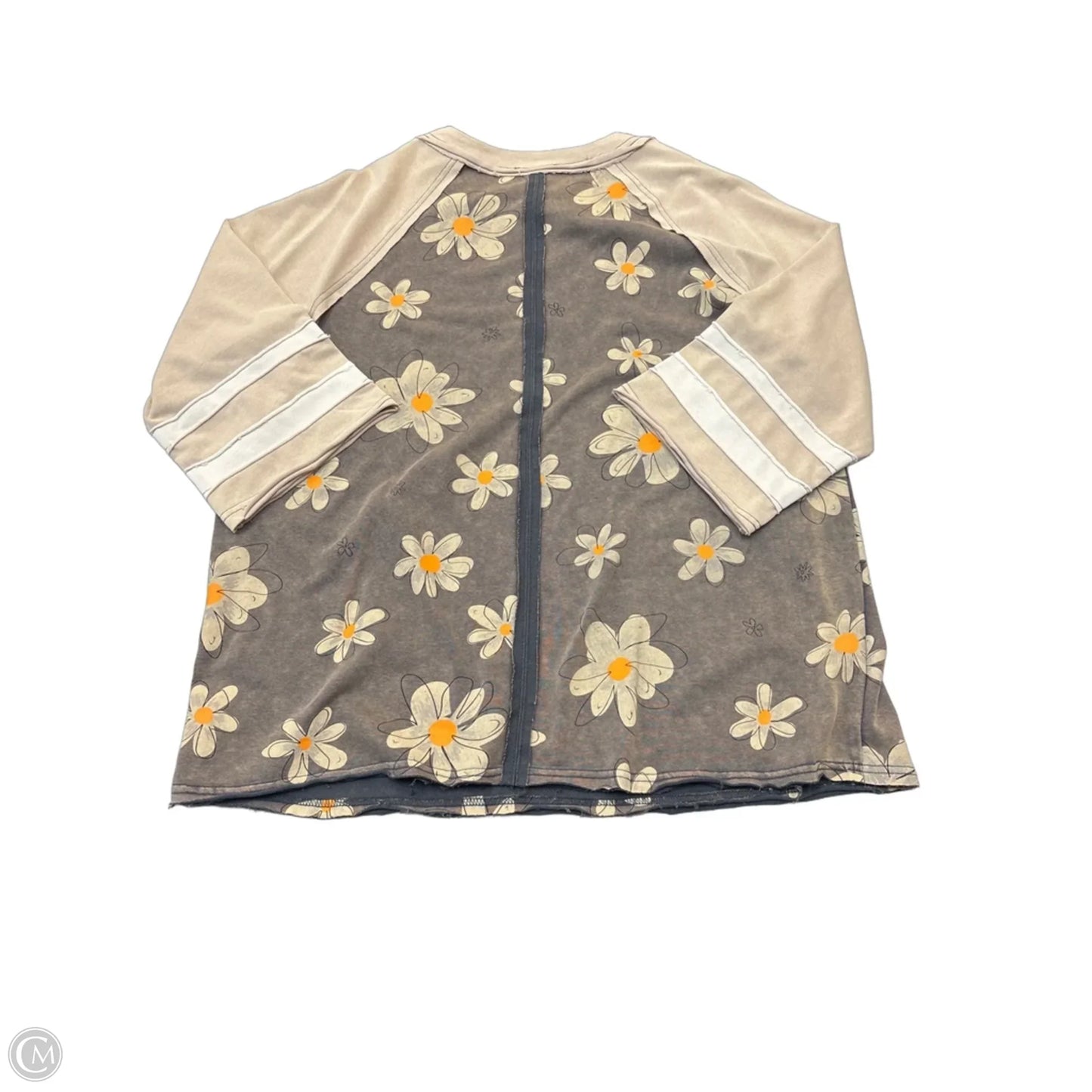Top Long Sleeve By Easel In Brown & Cream, Size: M