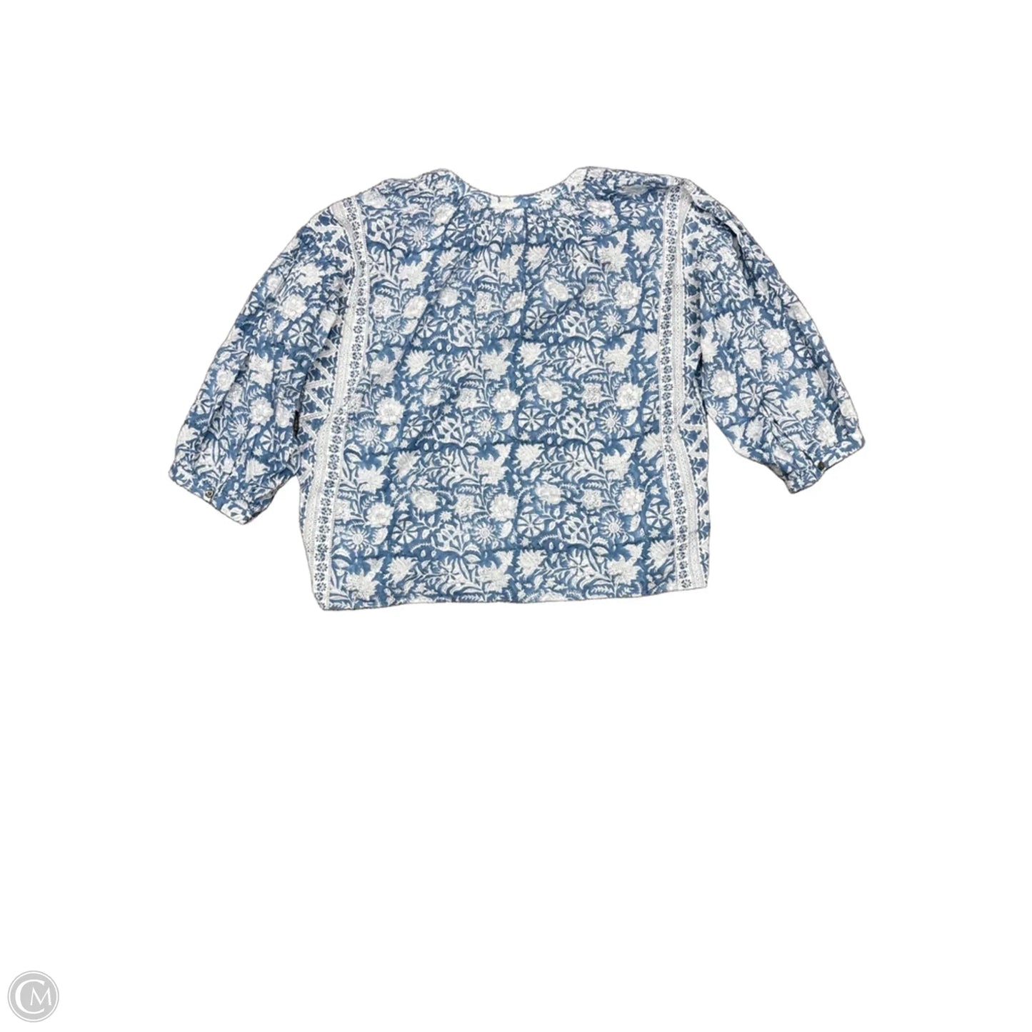 Top Long Sleeve By Pure Jill In Blue & White, Size: L