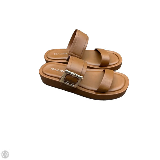 Sandals Flats By Top Moda In Tan, Size: 8.5