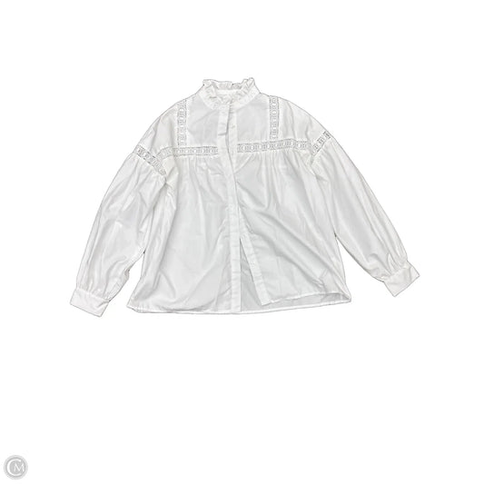 Top Long Sleeve By Calligraphie In White, Size: M