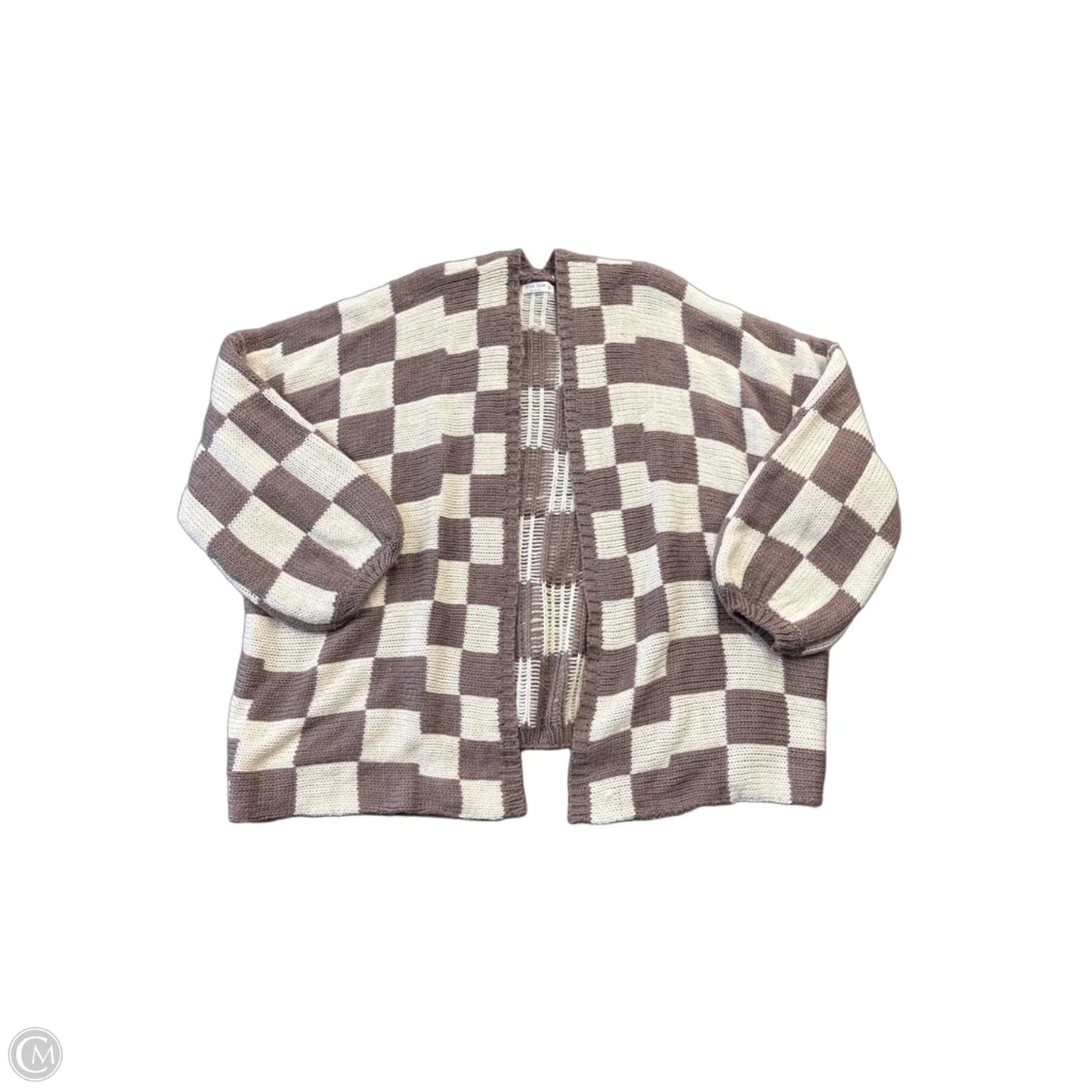 Sweater Cardigan By Miss Love In Checkered Pattern, Size: M