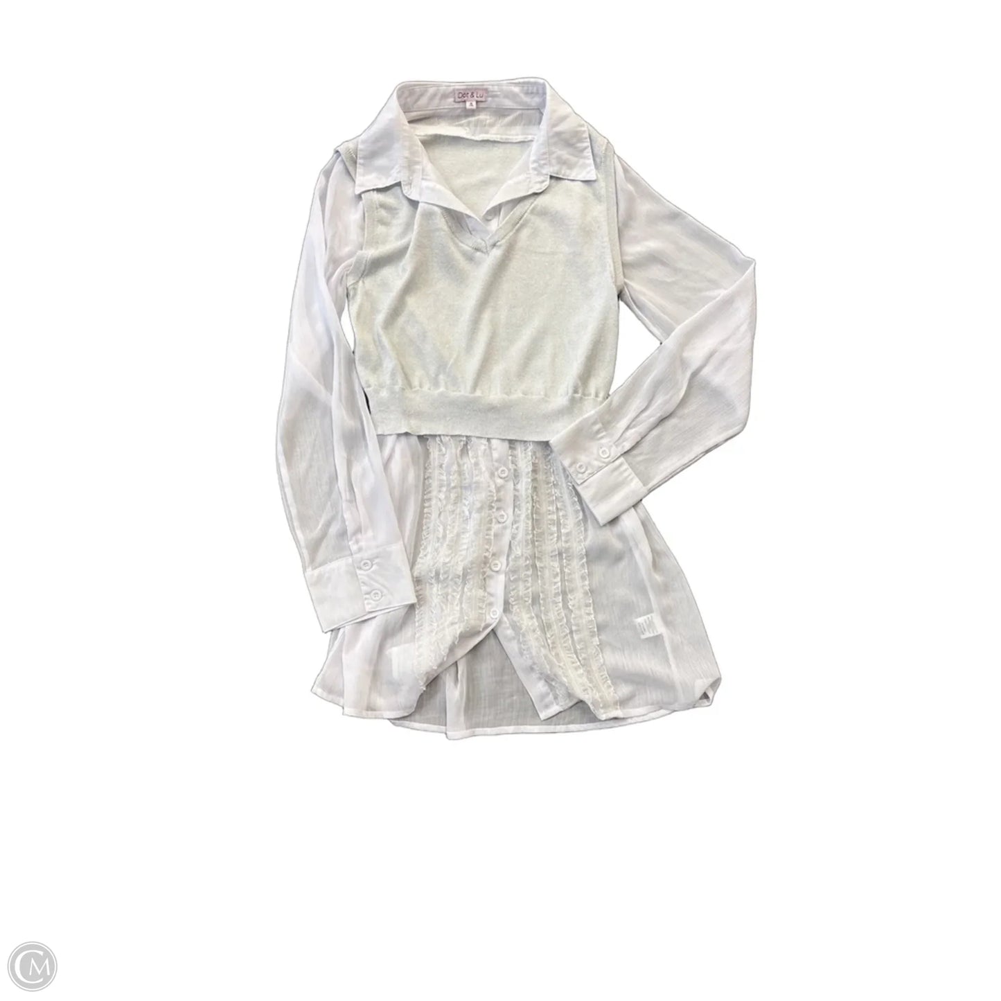 Top Long Sleeve By Clothes Mentor In White, Size: M