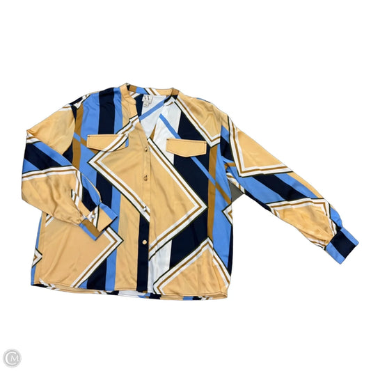Blouse Long Sleeve By Worthington In Multi-colored, Size: L