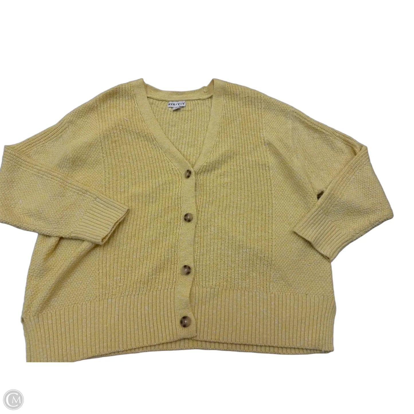 Cardigan By Ava & Viv In Yellow, Size: 2x