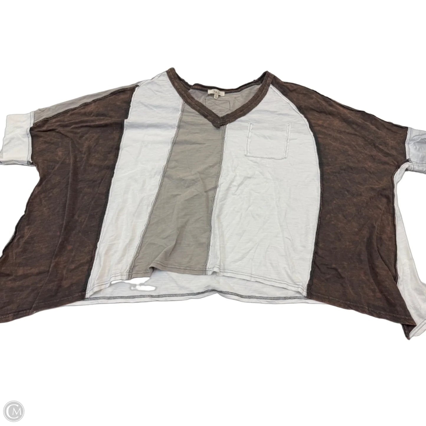 Top 3/4 Sleeve By Oli & Hali In Brown & White, Size: L