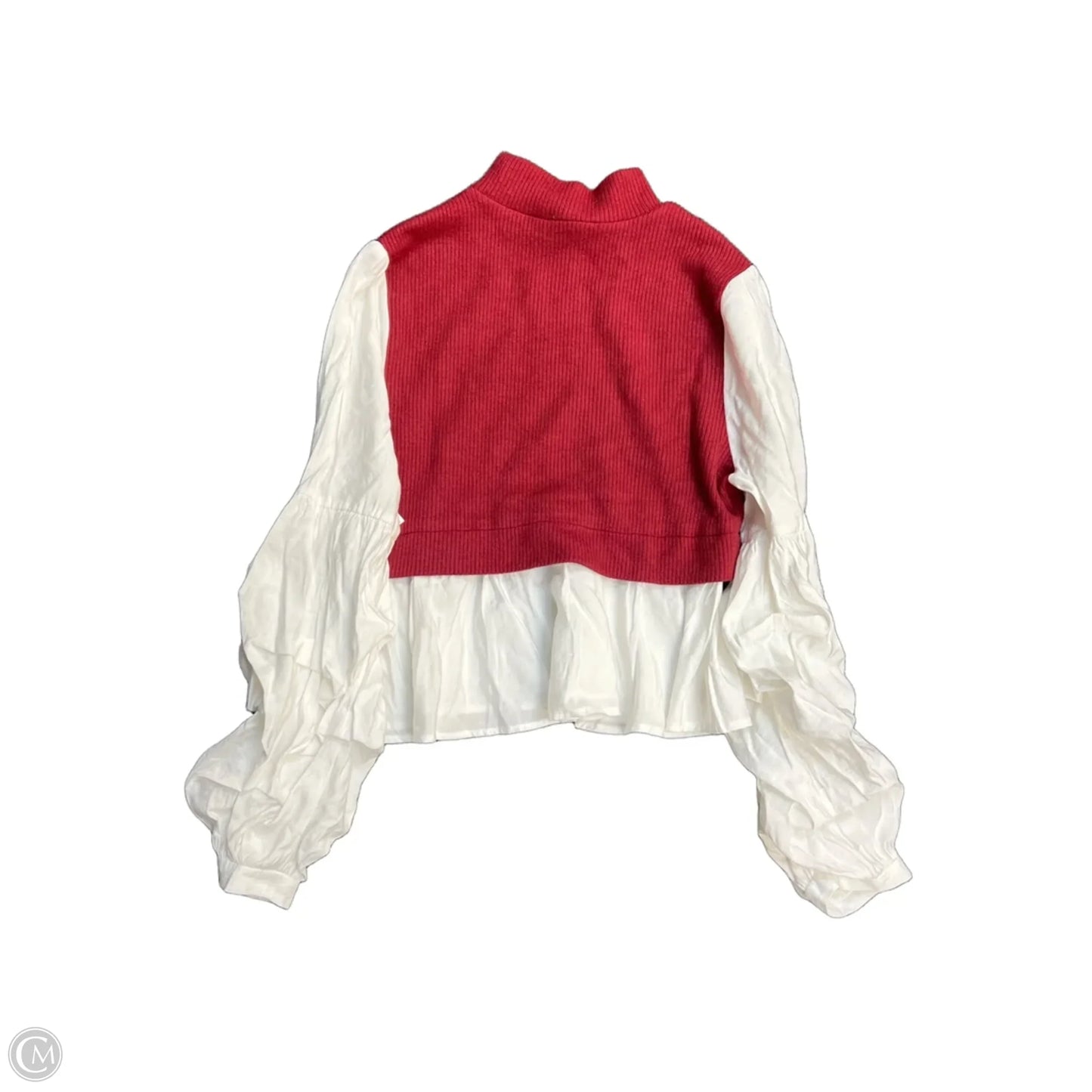 Top Long Sleeve By Anthropologie In Red & White, Size: L