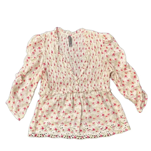 Blouse Long Sleeve By Anthropologie In Floral Print, Size: L