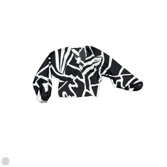 Blouse Long Sleeve By Banana Republic In Black & Cream, Size: S