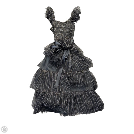 Dress Party Long By Tahari In Black & Gold, Size: 14