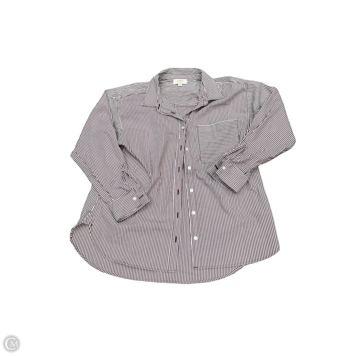 Top Long Sleeve By Loft In Brown & Cream, Size: Mp