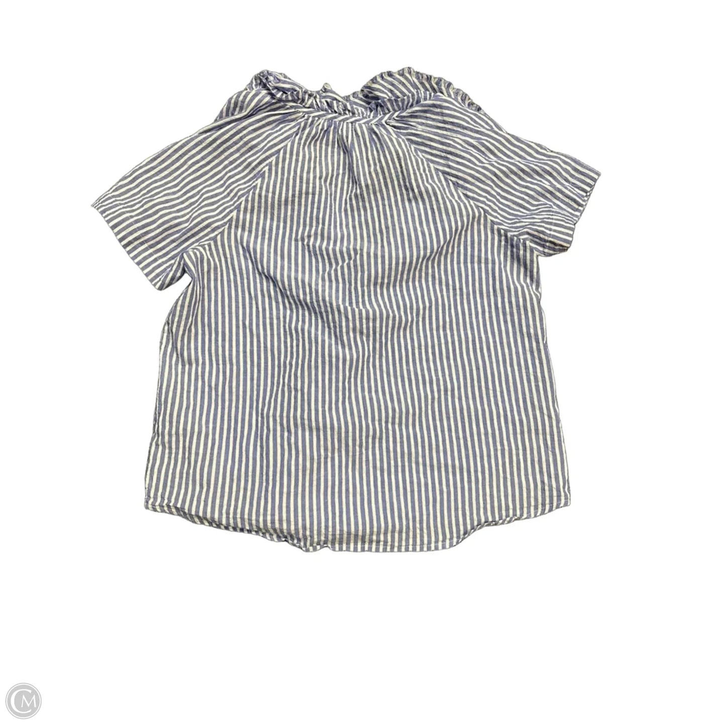 Blouse Short Sleeve By Chicos In Blue & White, Size: S