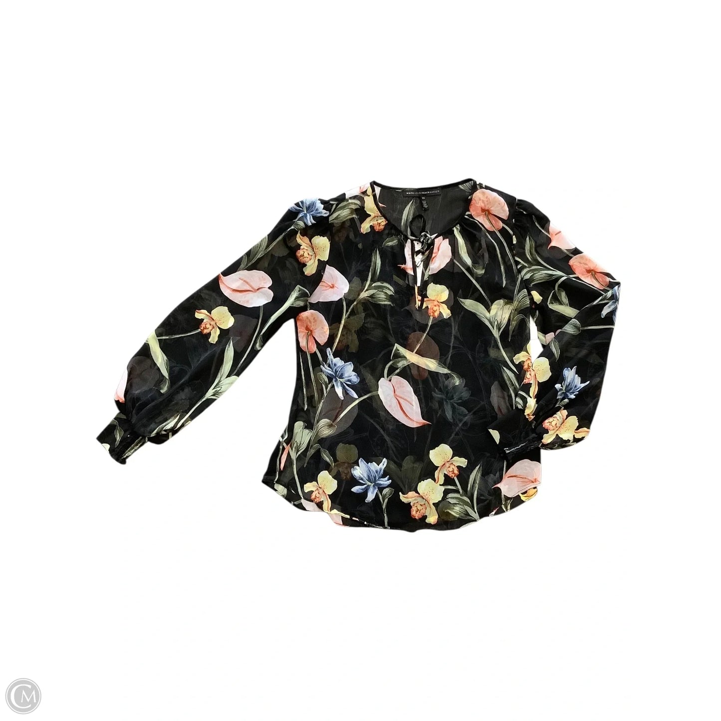 Blouse Long Sleeve By White House Black Market In Black, Size: Xs