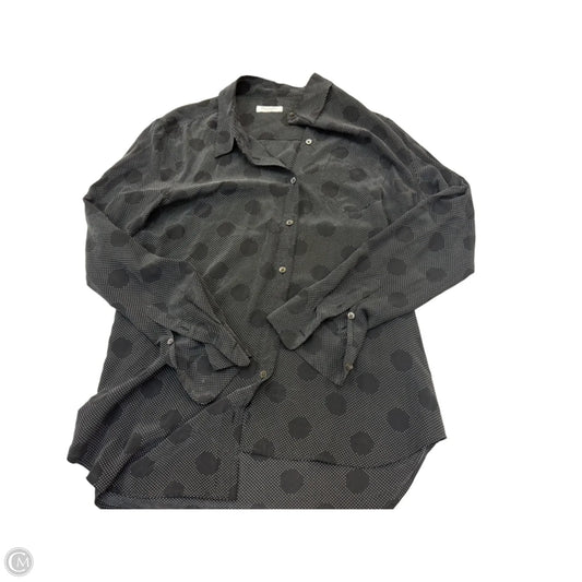 Blouse Long Sleeve By Equipment In Polkadot Pattern, Size: L