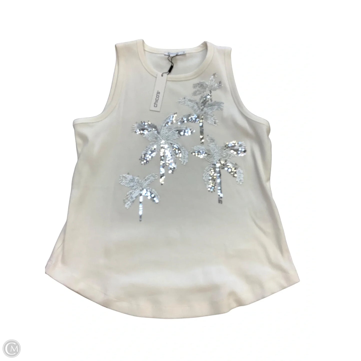 Top Sleeveless By Chicos In White, Size: L
