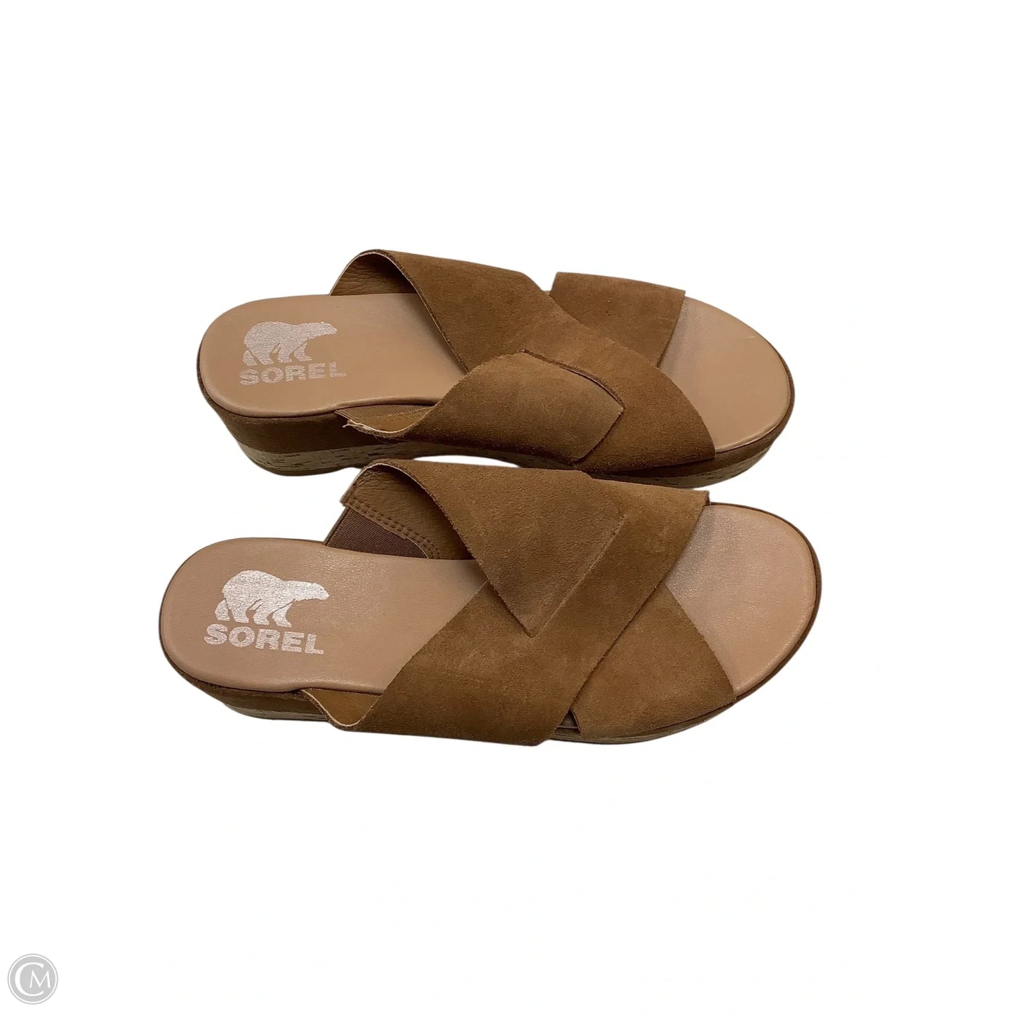 Sandals Heels Wedge By Sorel In Bronze, Size: 8