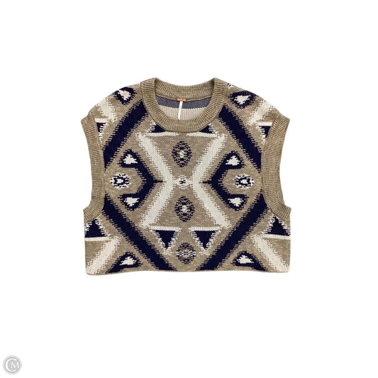 Vest Sweater By Free People In Blue & Tan, Size: Xs