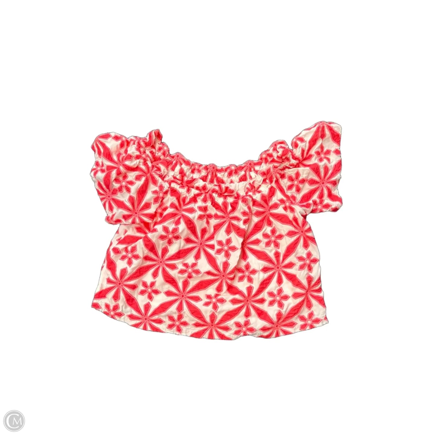 Blouse Short Sleeve By Cmc In Pink & White, Size: M