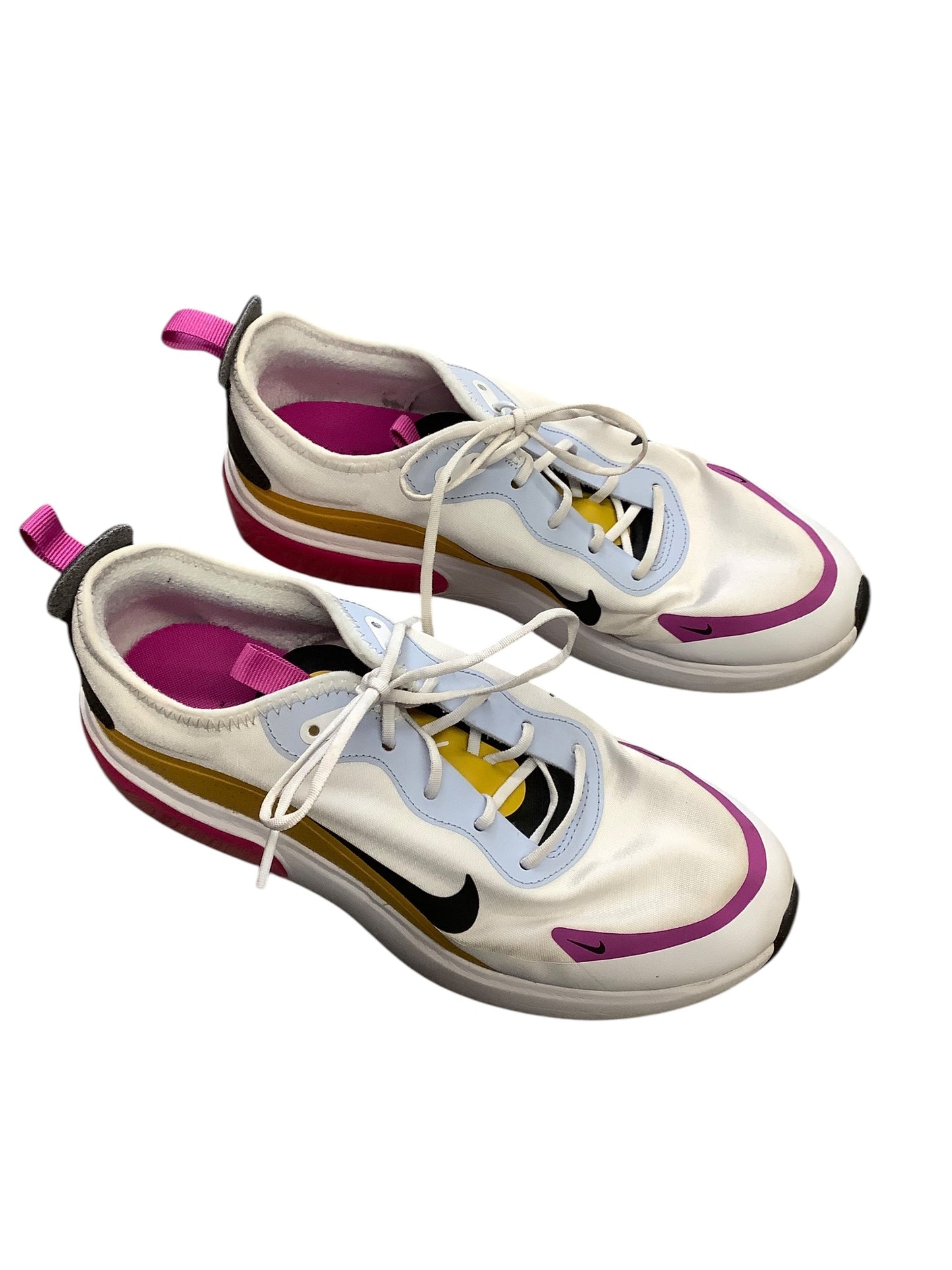 Shoes Athletic By Nike In White & Yellow, Size: 8.5