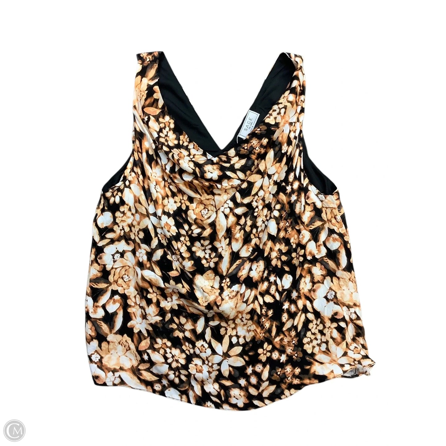 Top Sleeveless By Sage In Black & Brown, Size: S