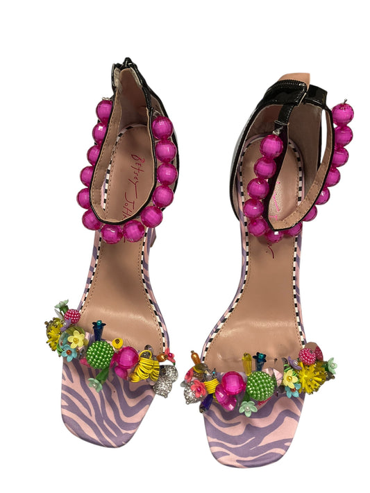 Sandals Heels Stiletto By Betsey Johnson In Multi-colored, Size: 9