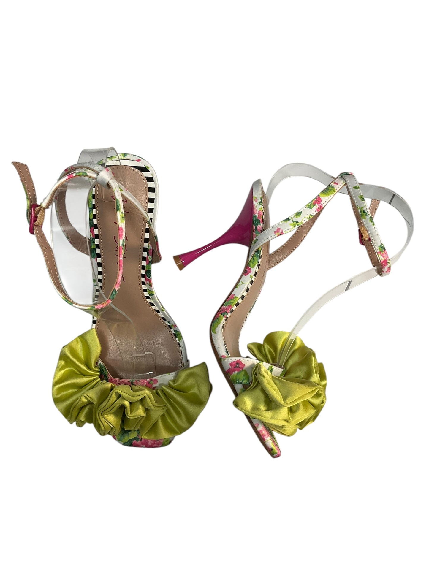 Sandals Heels Stiletto By Betsey Johnson In Multi-colored, Size: 9