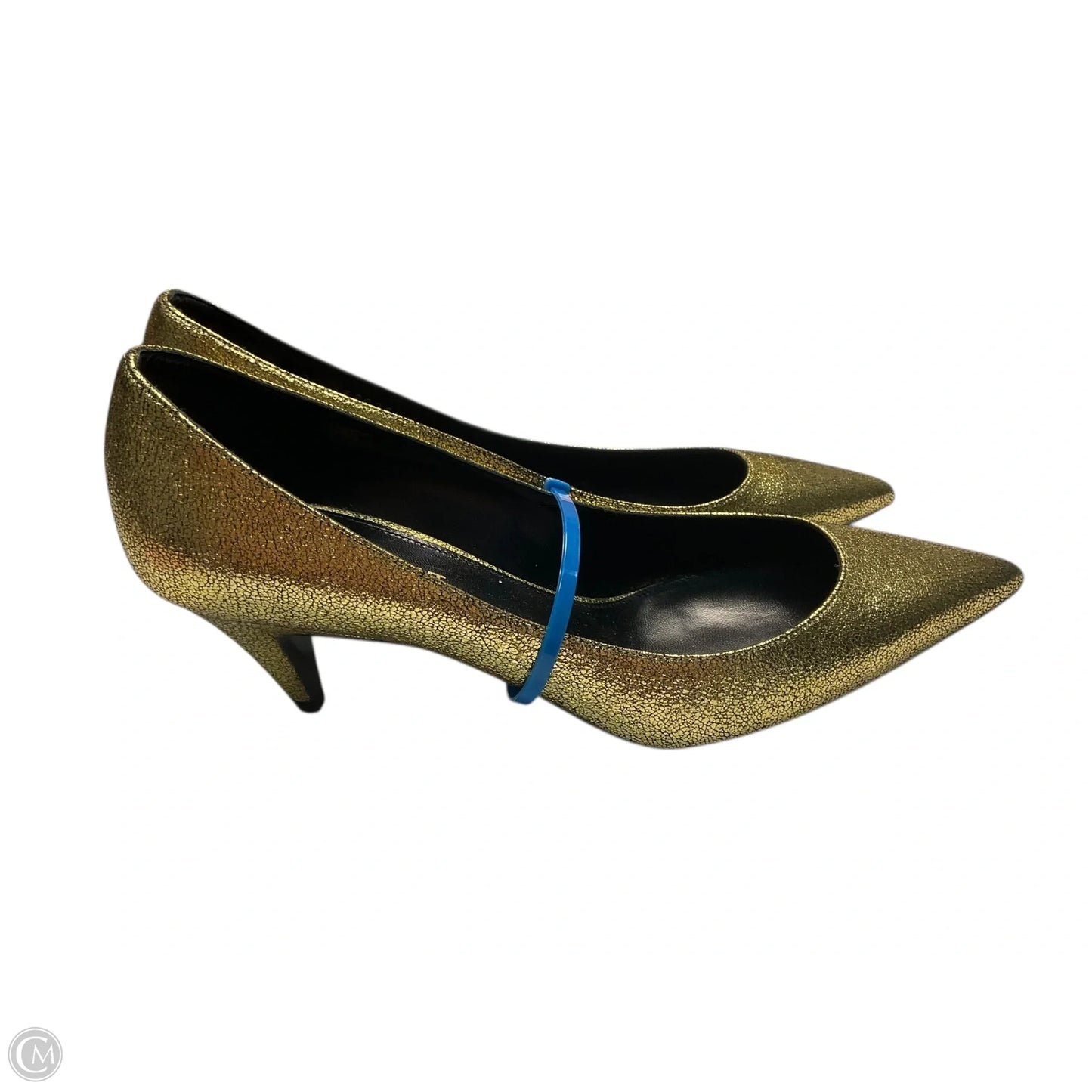 Shoes Luxury Designer By Yves Saint Laurent In Gold, Size: 8