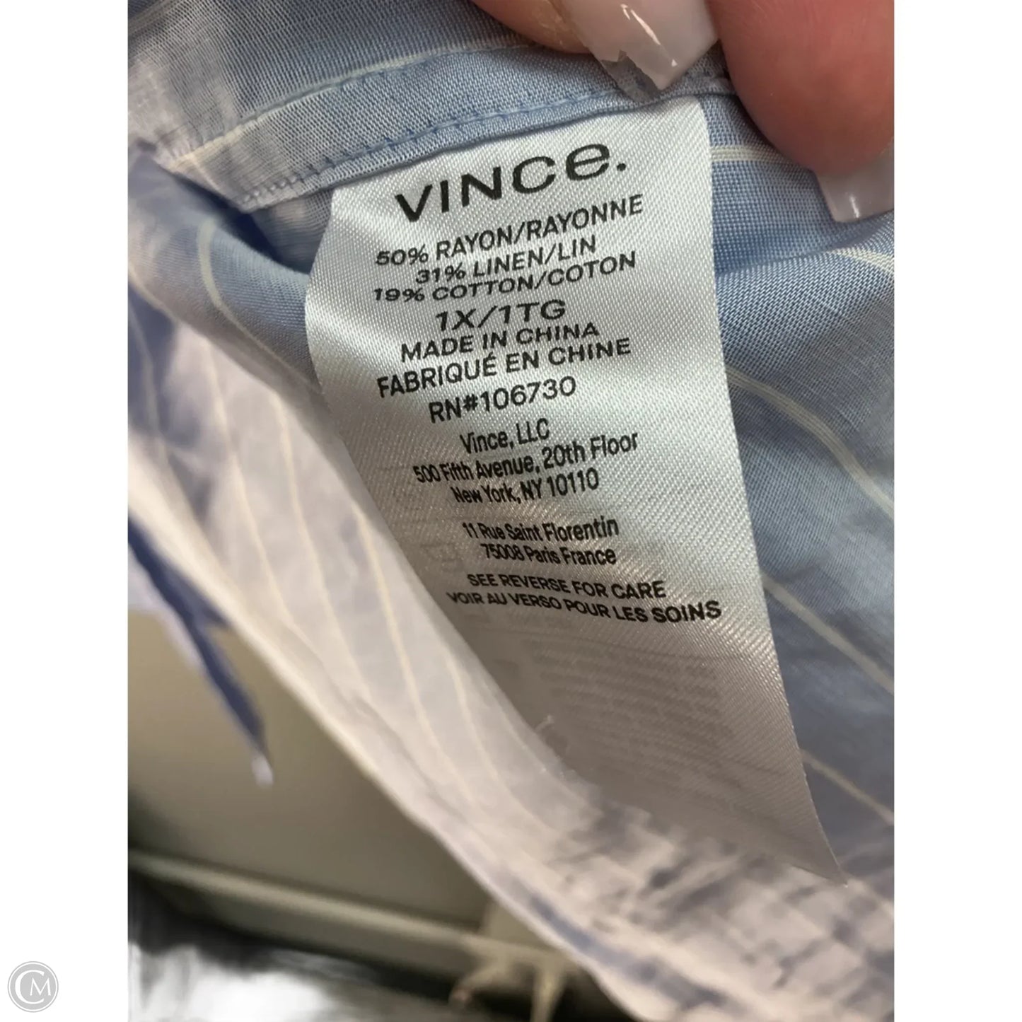 Top Long Sleeve By Vince In Blue, Size: 18