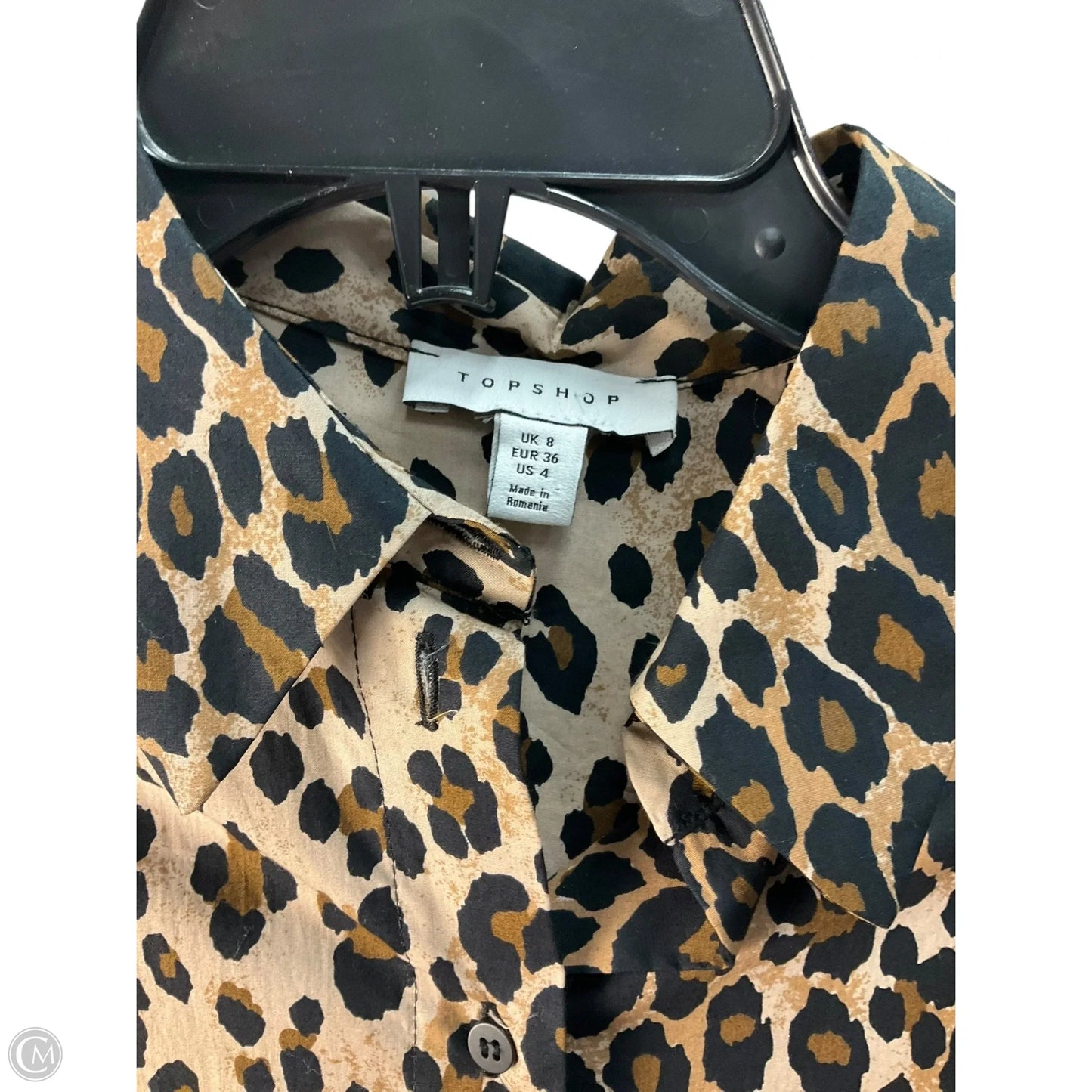 Top Short Sleeve By Top Shop In Animal Print, Size: S