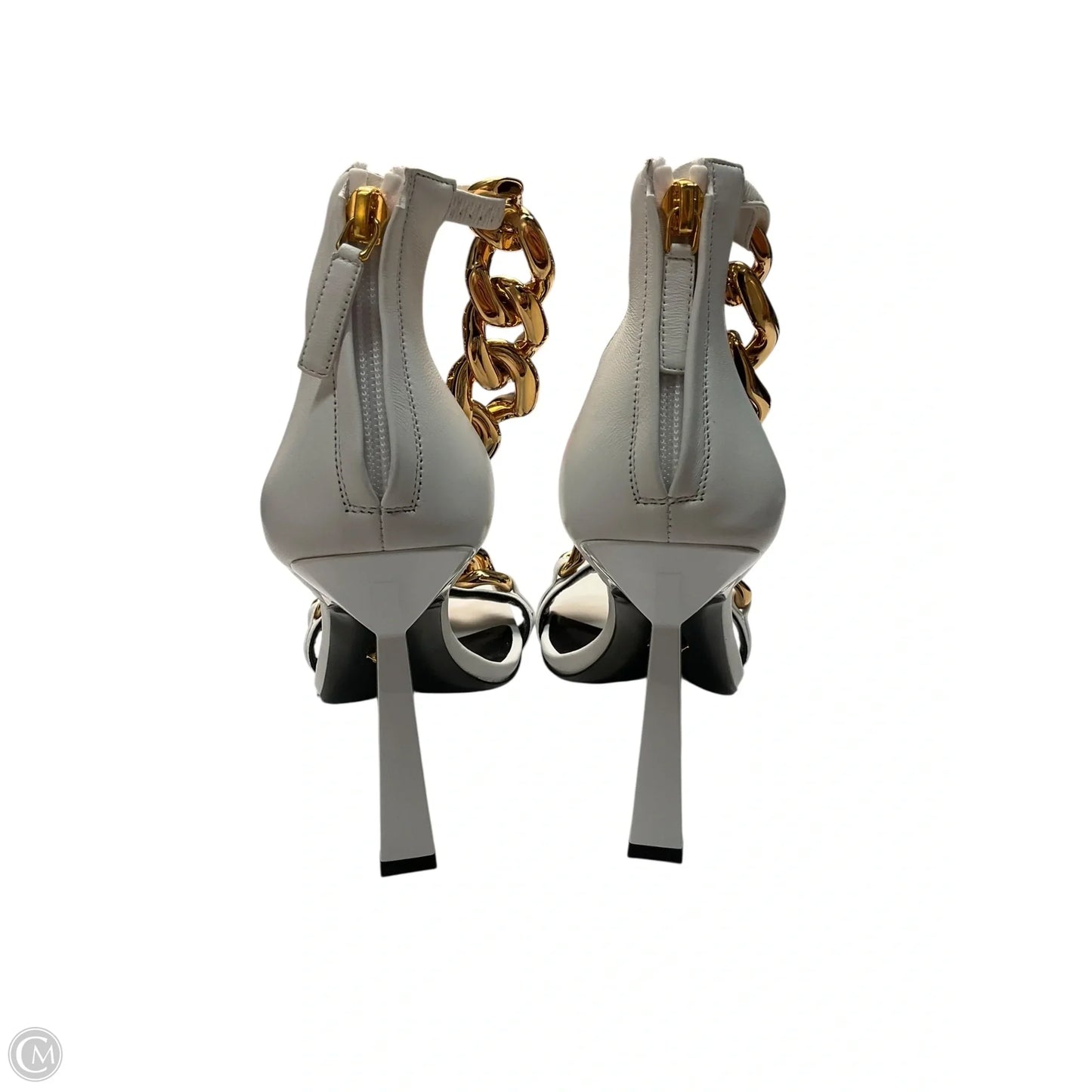 Sandals Luxury Designer By Versace In White, Size: 10