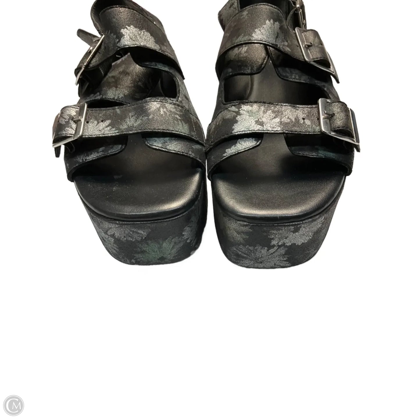 Sandals Heels Platform By Free People In Black & Silver, Size: 9