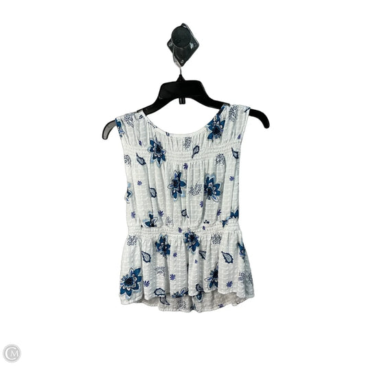 Top Sleeveless By Loft In Blue & White, Size: M