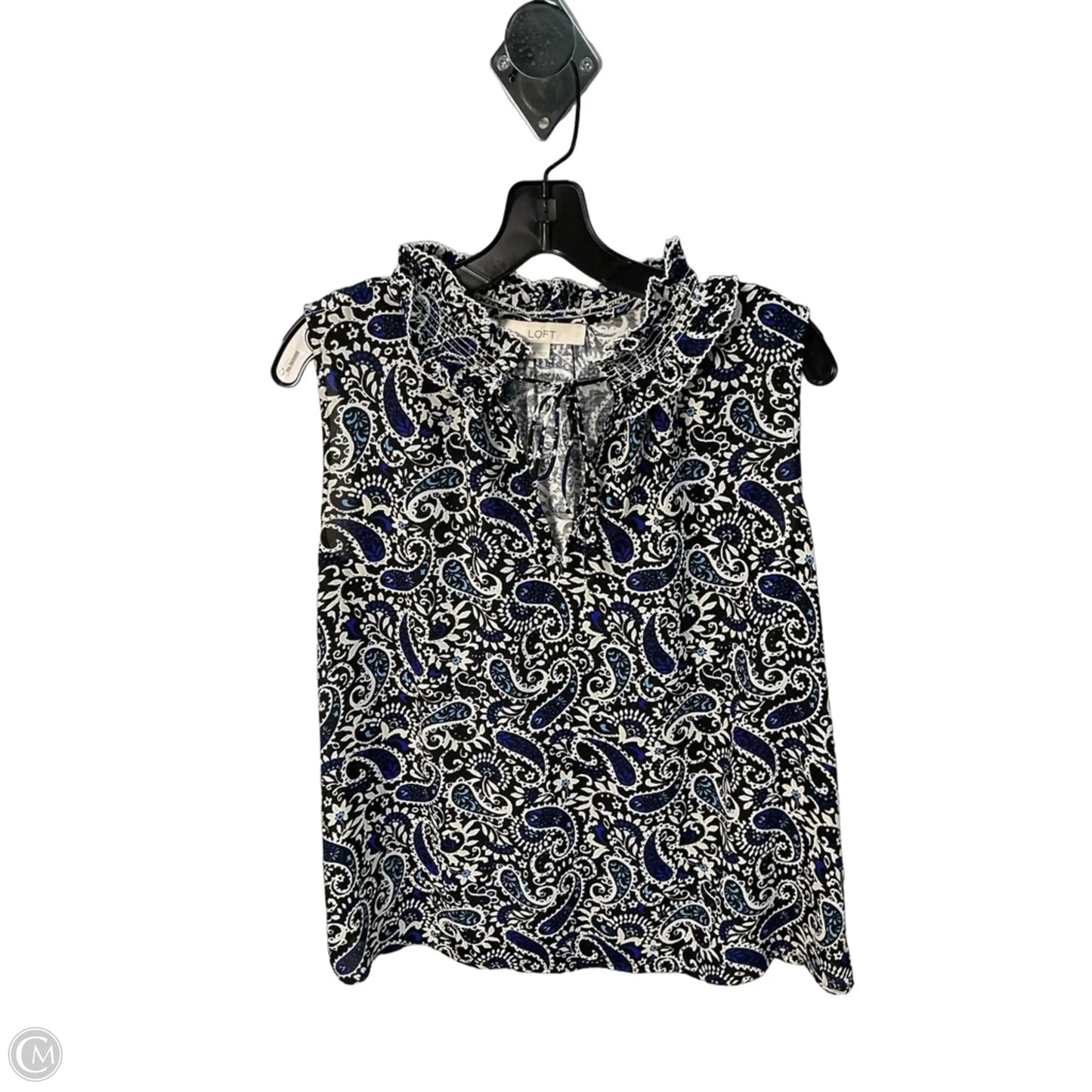 Top Sleeveless By Loft In Blue & White, Size: M