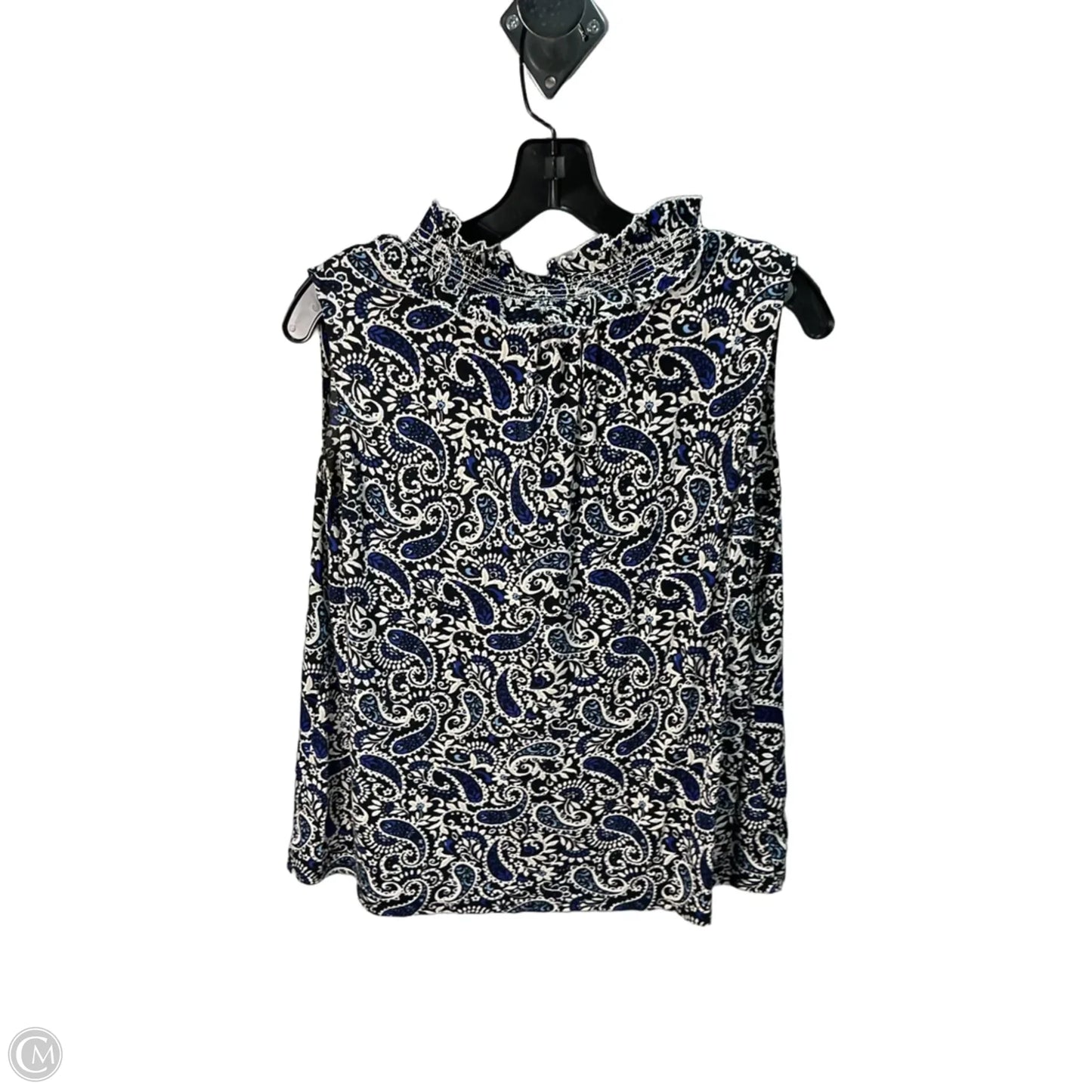 Top Sleeveless By Loft In Blue & White, Size: M