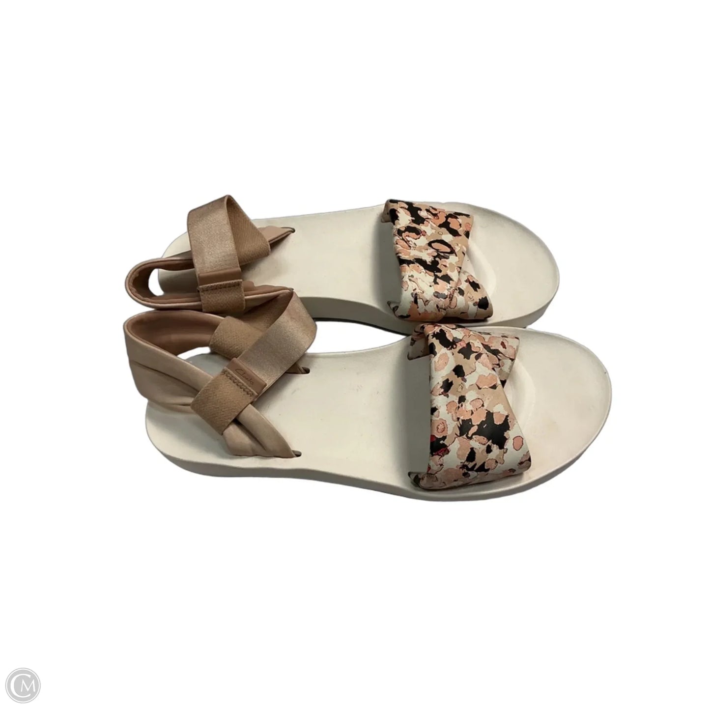 Sandals Flats By Clarks In Black & Tan, Size: 9