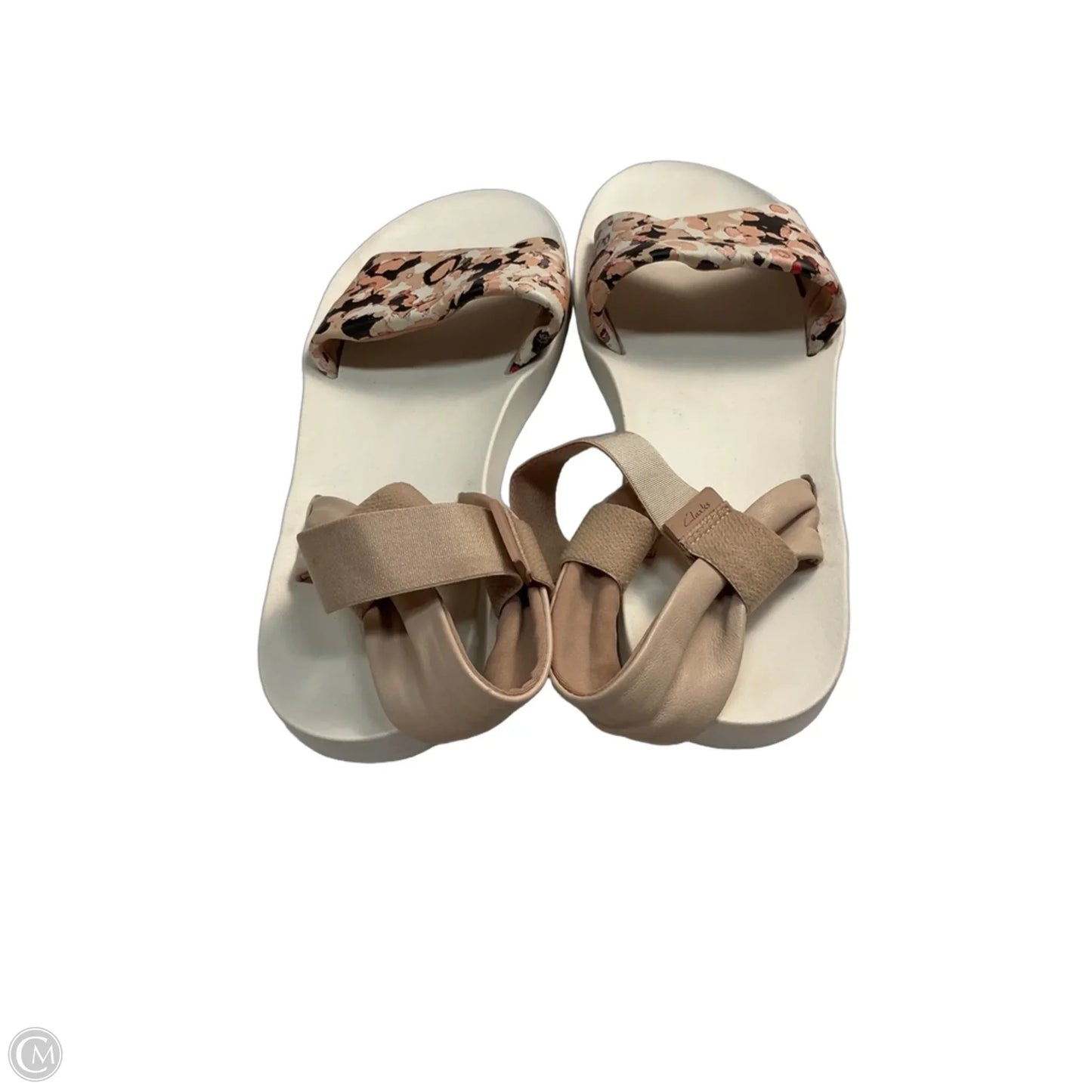 Sandals Flats By Clarks In Black & Tan, Size: 9