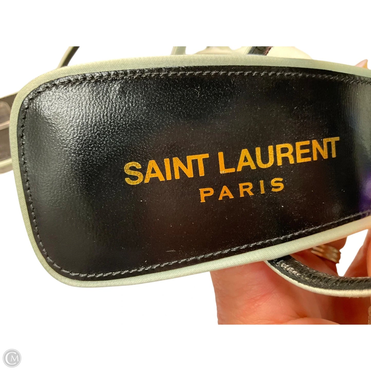 Sandals Luxury Designer By Yves Saint Laurent In Blue, Size: 9