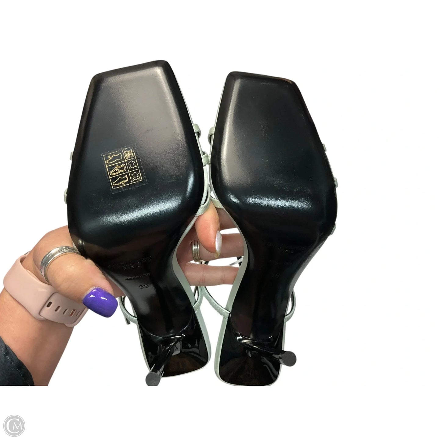 Sandals Luxury Designer By Yves Saint Laurent In Blue, Size: 9